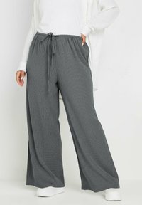 Yours Clothing TEXTURED WIDE LEG  - Broek - grey