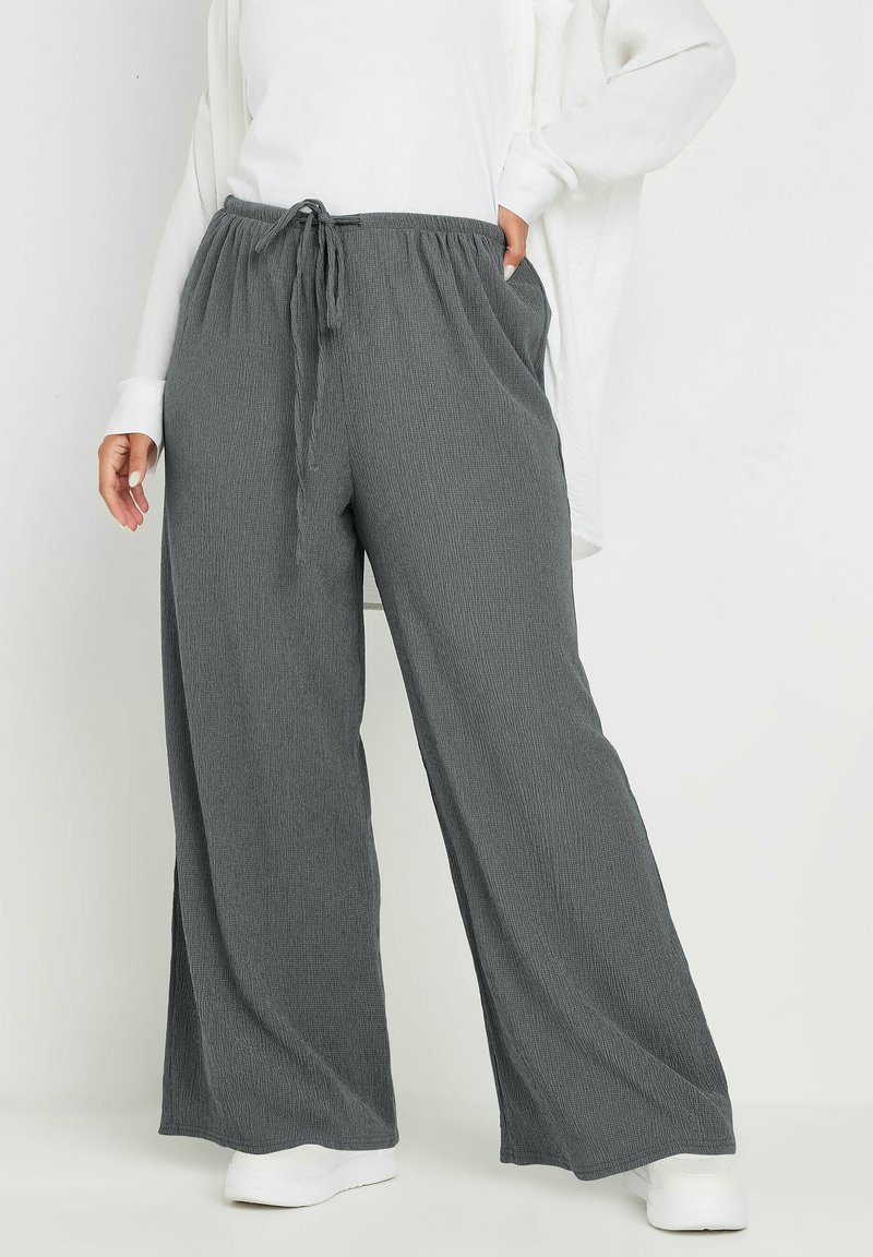 Yours Clothing TEXTURED WIDE LEG - Broek - grey