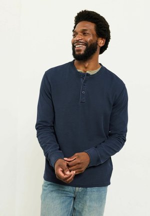 TALL FIT TEXTURE HENLEY  . - Langarmshirt - navy