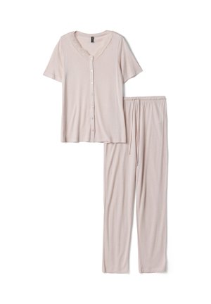 OVS, PYJAMA WITH LACE V-NECK, REGULAR FIT SET - Pyjama - light pink