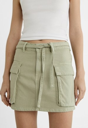Stradivarius Denimová sukňa - khaki