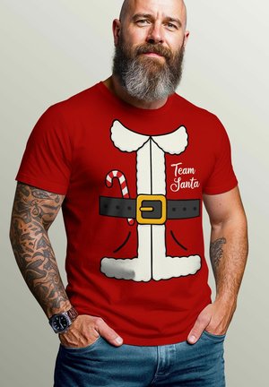 WEIHNACHTEN SPRUCH LUSTIG TEAM SANTA XMAS OUTFIT WEIHNACHTS - Print T-shirt - rot