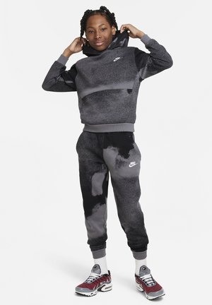 Nike Sportswear K CLB FLC HBR PO HD WASH AOP - Jersey con capucha - black/ iron grey /white