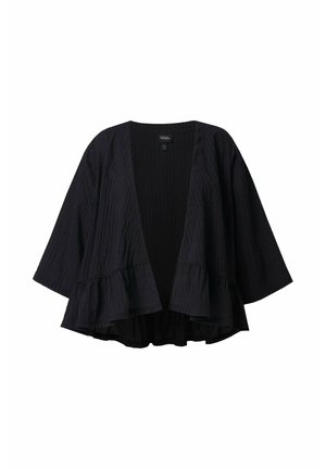 Ulla Popken, TEXTURED FLOUNCE PANEL OPEN SHAPE JACKET - Strickjacke - black