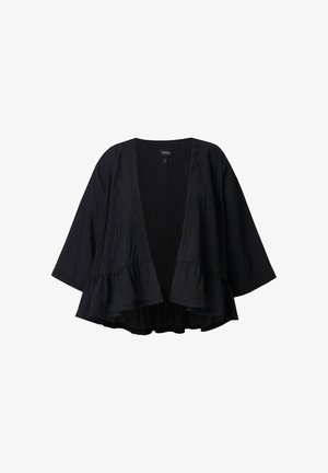Ulla Popken, TEXTURED FLOUNCE PANEL OPEN SHAPE JACKET - Cardigan - black