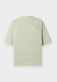 Lichtgroen T-shirt met korte mouwen, een losse pasvorm, een ronde hals en minimale stikdetails. Gemaakt van zacht katoenen materiaal.