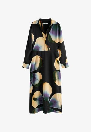 Next LONG SLEEVE V-NECK-REGULAR FIT - Nappali ruha - black floral