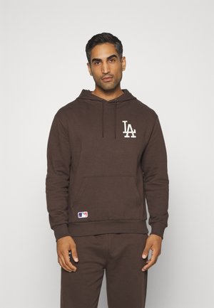 MLB LOS ANGELES DODGERS LEAGUE ESSENTIALS HOODY - Klubu apģērbs - brown/white