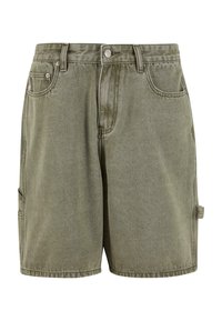 Pantaloni cargo color khaki realizzati in un resistente tessuto misto cotone. Presentano un design classico, tasche laterali e dettagli cuciti in tutto il capo.