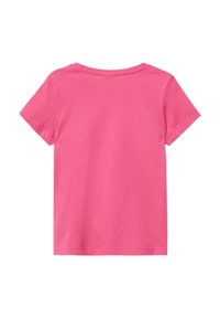 Korte mouwen T-shirt van felroze katoen. Beschikt over een ronde hals en een gladde textuur met schone naden op de mouwen en de zoom.