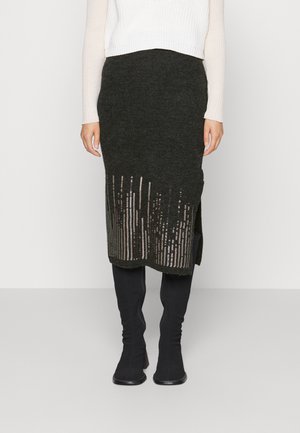 Pieces Petite PCMINA  MIDI SEQUINS KNIT SKIRT PTT - Minijupe - dark grey