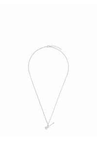 Collana in argento con un pendente a forma di chitarra in miniatura, superficie liscia, lunghezza regolabile con un piccolo gancio e link di estensione.