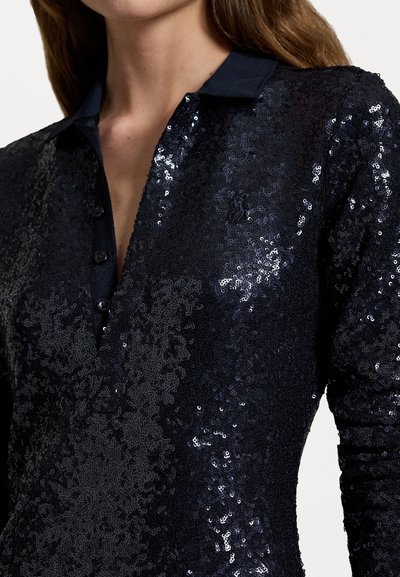 Polo Ralph Lauren SEQUINED STRETCH POLO DRESS - Koktailové šaty/večierkové šaty - deep navy
