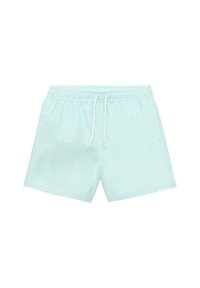 Světlomodré plavky s tenkým pruhovaným vzorem, elastickým pasem a šňůrkou na stažení. Vyrobeno z hladkého, rychleschnoucího materiálu.