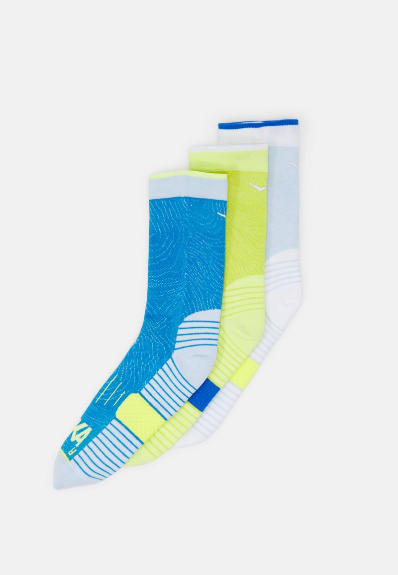HOKA CREW RUN SOCK UNISEX 3 PACK  - Sportzoknik - diva blue/ice water/evening primrose