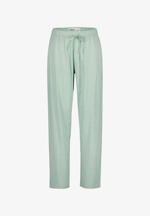 Pantalons amples vert clair avec taille élastique et cordon de serrage à l'avant, conçus pour un port décontracté.