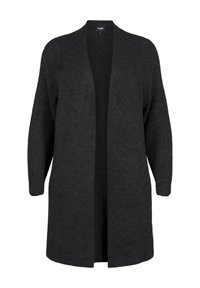 Zizzi FLASH MIT SCHLITZEN - Strickjacke - dark grey melange