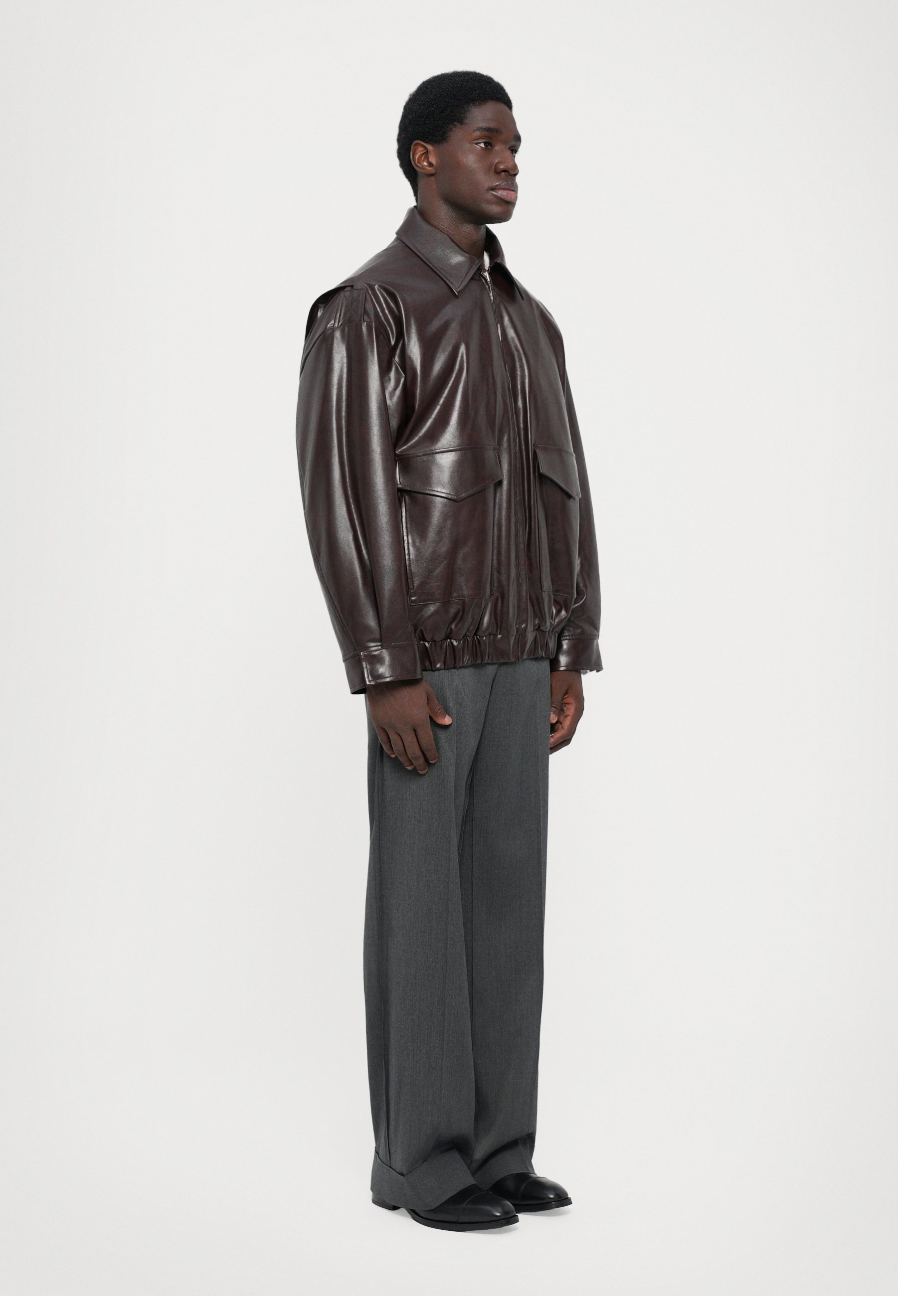 ⚪*️様 MM6 maison margiela fake leather sh MM6 Maison Margiela Faux leather jacket - burgundy/dark brown