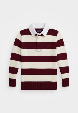 STRIPED COTTON RUGBY JUMPER - Maglione - classic wine/antique cream