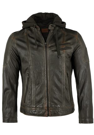 DORAN/M - Lederjacke - schwarz orange