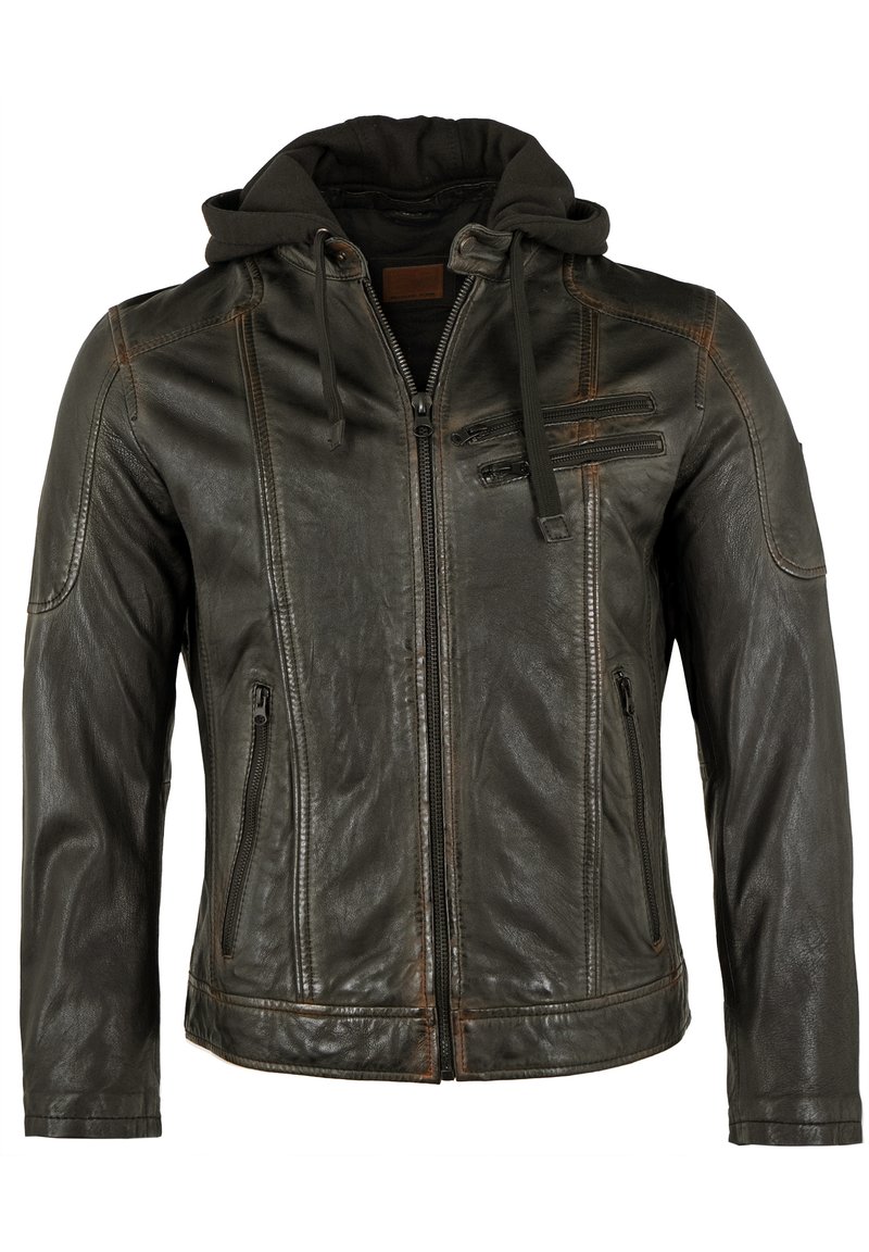 Redpoint DORAN/M - Lederjacke - schwarz orange