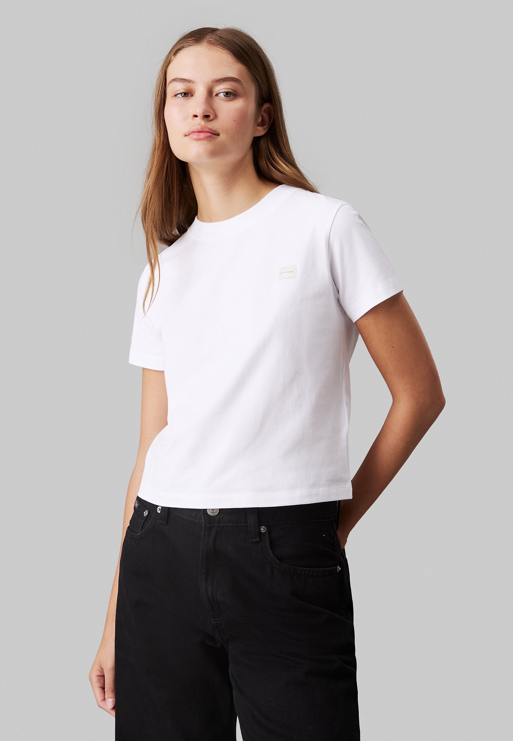 Calvin Klein Jeans MONOGRAM BADGE Camiseta básica bright white