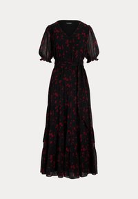 Lauren Ralph Lauren Petite FLORAL BELTED CRINKLE GEORGETTE DRESS - Dienas kleita - black/red