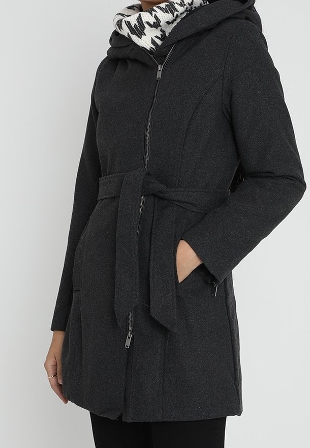Even&Odd Abrigo corto - mottled dark grey