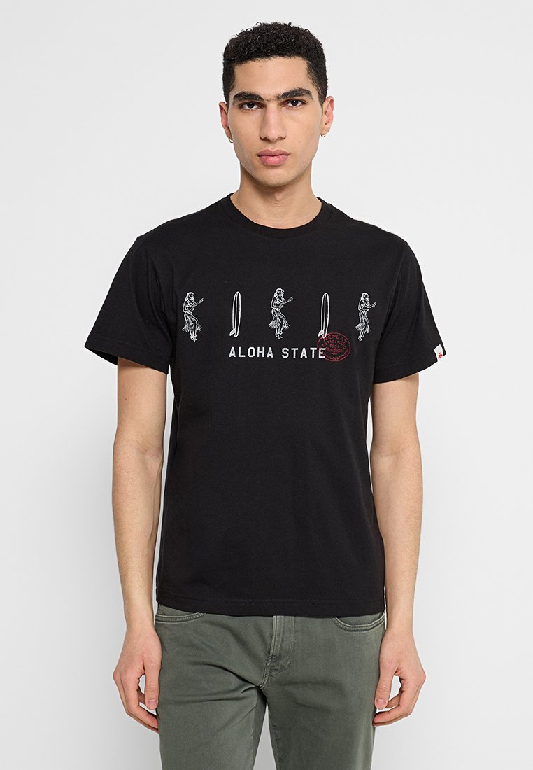 Replay T-shirt print zwart