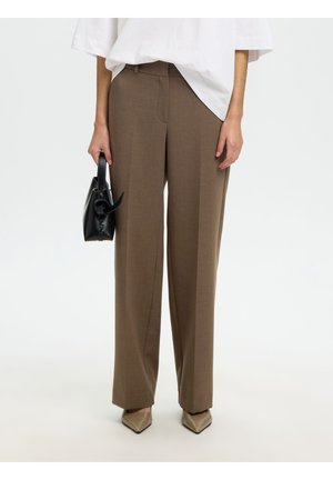 SLFRITA MW WIDE MEL NOOS - Püksid - chocolate chip detailmelange