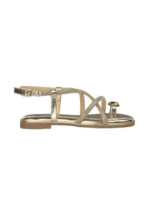 PLANA DE CON PUNTERA CUADRADA Y CIERRE CON HEBILLA - Teensandalen - dorado