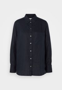 BLOUSE EASY SHAPED LONG SLEEVE COLLAR CHEST POCKET SOLID - Bluza z gumbi - deep night blue