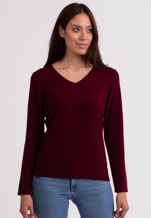 V-AUSSCHNITT  - Pullover - rouge noir