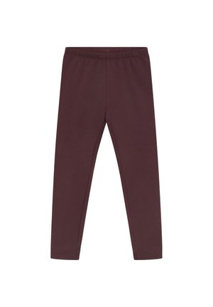 Schlichte dunkelbraune Leggings für Kinder mit elastischem Bund und ohne sichtbare Muster oder Logos.