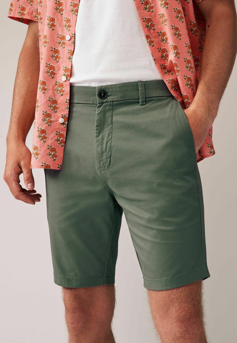 Next SKINNY FIT STRETCH - Shorts - sage green
