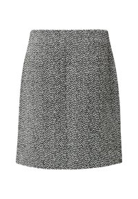 Schwarz-weißer, gesprenkelter Textur-Minirock mit geradem Schnitt und hohem Taillenschnitt.