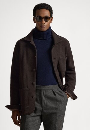 WOOL BLEND UTILITY SHIRT JACKET - Viegla jaka - dark brown heather
