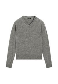V-NECK WITH LONG SLEEVES - Strickpullover - grey