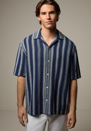Next TEXTURED STRIPE SHORT SLEEVE   - Krekls - navy blue