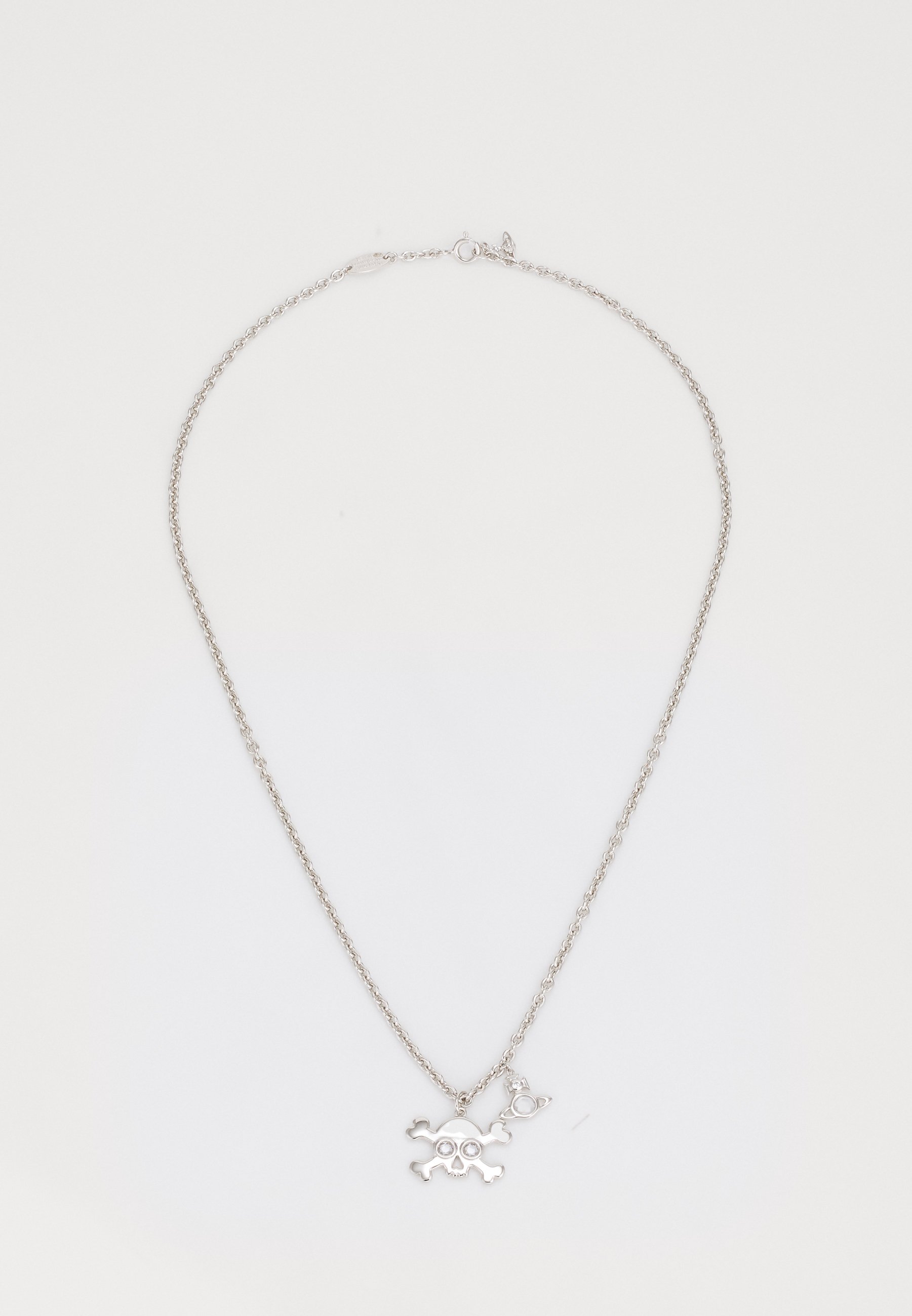 Vivienne Westwood◆マン フランクリン スカル ネックレス Man. Franklin Skull Pendant Necklace in PLATINUM-WHITE-CZ