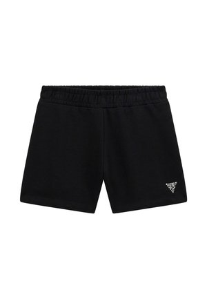 Pantaloncini neri in tessuto morbido con vita elasticizzata. Presentano un logo triangolare lucido sull'estremità inferiore della gamba destra.