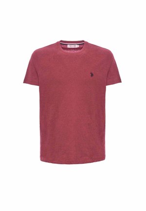 T-shirt bordeaux realizzato in morbido cotone. Design a girocollo con maniche corte. Presenta un piccolo logo nero sul lato sinistro del petto.