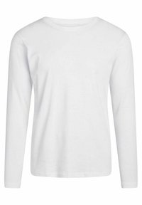 Tricou alb cu mânecă lungă, realizat din bumbac. Guler rotund, textură moale și croială dreaptă, fără modele sau accente vizibile.