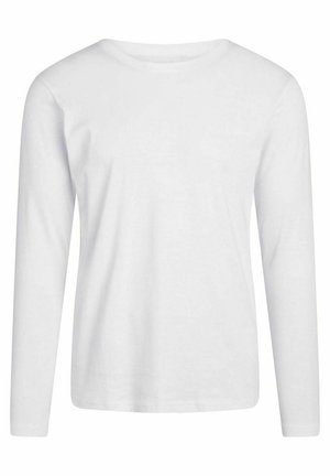 Tricou alb cu mânecă lungă, realizat din bumbac. Guler rotund, textură moale și croială dreaptă, fără modele sau accente vizibile.