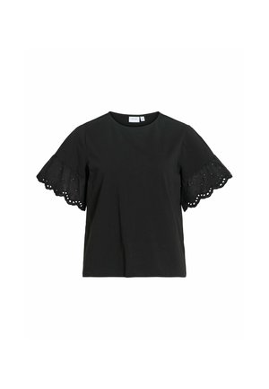 VILA, SHORT SLEEVED TOP VISUMMER ROUND NECK - T-shirt con stampa - black