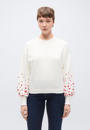 ONLBROOKE O NECK - Sweatshirt - cloud dancer/high risk red