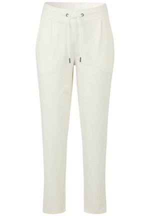 Pantaloni da allenamento bianchi realizzati in tessuto morbido, con vita regolabile tramite cordino, due tasche laterali e gambe affusolate.