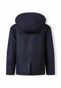 Mornaroint kaput s prilagodljivom kapuljačom, glatke teksture, s detaljima na stražnjem šavu i laganim otvorom na rubu. Dizajniran za toplinu i udobnost.