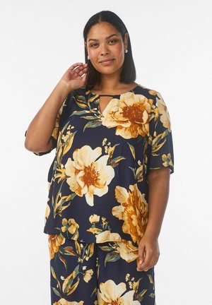 Blúzka - navy b. yellow flwr