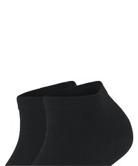 Sorte ankelstrømper laget av et teksturert stoff, med rund mansjett og glatt finish, med en sømløs design for komfort.